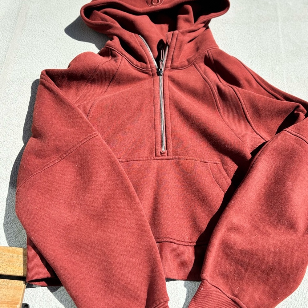 Lululemon Date Brown Rust Red Half-Zip Hoodie small